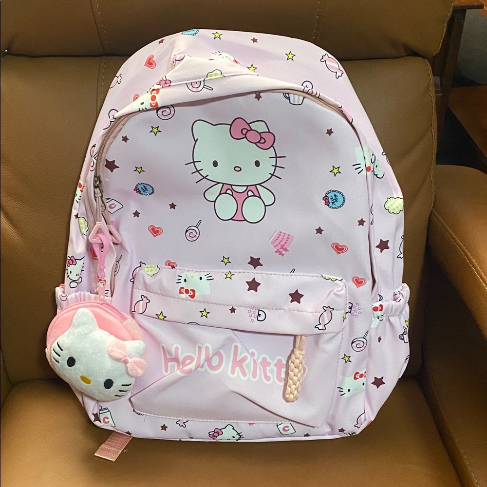 Sanrio Backpack, Kawaii Stylish School Bag, Girl's Colorblock Hello Kitty